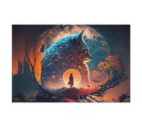 Adults 75x50cm/1000pcs Jigsaw Puzzle Wolf Silhouette Against Moonlit Sky -1 Adult Jigsaw Puzzle Brain Teaser Game Enhance Memory Birthday And Unique Gifts 75x50cm/1000pcs