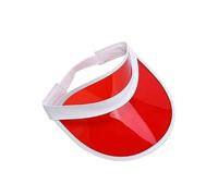 Adults 80s Retro Style Neon Sun Visors Unisex Mens Womens Plastic Golf Visor Headband Cap for Poker Party Tennis UV Protection Hat Red