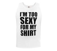 Adults 90s Pop Group Vest - XX-Large - White Tank Top with I'm Too Sexy Slogan - Funny 90s Pop Slogan Fancy Dress Costume for Men - Novelty Music Party Outfit - 1990 Retro Group Theme Idea