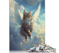 Adults And Adolescents Jigsaw Puzzle Angelic Cat Majestic Siberian Cat Wood Puzzles Educational Game for Adult Teenagers 500pcs (52x38cm)