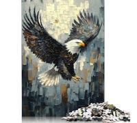 Adults And Adolescents Jigsaw Puzzle Bald Eagle in Flight Dynamic Impasto Art Paper Puzzles For Adults Teenager Gift 38x26cm/1000pcs