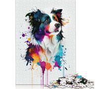 Adults And Adolescents Jigsaw Puzzle Border Collie Wooden Puzzle for Adults And Teenager For Family Fun & Game Night 500pcs (52x38cm)
