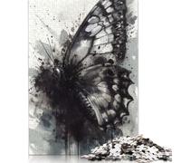 Adults And Adolescents Jigsaw Puzzle Butterfly Black Ink Art Puzzles for Adults & Teenager Family Game 1000pcs (75x50cm)