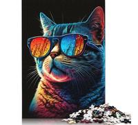 Adults And Adolescents Jigsaw Puzzle Cat with Glasses Puzzles for Adults & Teenager Family Game 1000pcs (75x50cm)