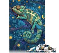 Adults And Adolescents Jigsaw Puzzle Chameleon in Starry Night Style Puzzles Jigsaw Puzzles for Adults Educational Game Challenge Toy 500pcs (52x38cm)