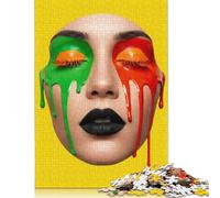 Adults And Adolescents Jigsaw Puzzle Colorful Paint Drip Beauty Portrait Puzzles Wooden Puzzles Educational Game for Adult Teenagers 500pcs (52x38cm)