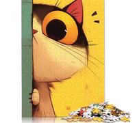 Adults And Adolescents Jigsaw Puzzle Curious Cat Peeking Paper Puzzle Jigsaws for Adults Age 14+ 38x26cm/1000pcs