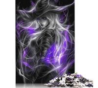 Adults And Adolescents Jigsaw Puzzle Dark Witch with Purple Magic Wood Puzzles Jigsaw Puzzles for Adults Educational Game Challenge Toy 1000pcs (75x50cm)