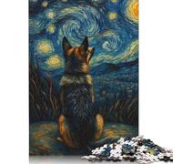 Adults And Adolescents Jigsaw Puzzle Dog at Starry Night Wooden Puzzle Jigsaws for Adults Age 14+ 500pcs (52x38cm)