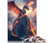 Adults And Adolescents Jigsaw Puzzle Fiery Dragon on Volcano Wooden Puzzle for Adults And Teenager For Family Fun & Game Night 1000pcs (75x50cm)