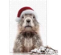 Adults And Adolescents Jigsaw Puzzle Groundhog in Santa Hat Puzzles for Teenagers Gifts Relax Puzzles Games 500pcs (52x38cm)
