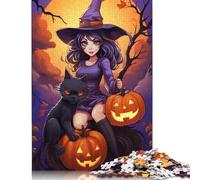 Adults And Adolescents Jigsaw Puzzle Halloween Cartoon Girl Puzzles for Adults & Teenager Family Game 1000pcs (38x26cm)