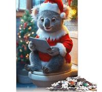 Adults And Adolescents Jigsaw Puzzle Koala Santa on Toilet Puzzles for Teenagers Gifts Relax Puzzles Games 500pcs (52x38cm)