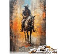 Adults And Adolescents Jigsaw Puzzle Lone Cowboy Wooden Puzzle for Adults And Teenager For Family Fun & Game Night 500pcs (52x38cm)