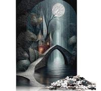Adults And Adolescents Jigsaw Puzzle Moonlit Bridge to The Hidden Keep Wooden Puzzles For Adults Teenager Gift 500pcs (52x38cm)