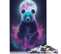 Adults And Adolescents Jigsaw Puzzle Mystical Panda with Moon And Smoke Paper Puzzle for Adults And Teenager Family Entertainment Toys 38x26cm/1000pcs