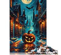 Adults And Adolescents Jigsaw Puzzle Night Street And Pumpkin Puzzles Jigsaw Puzzles for Adults Gifts 500pcs (52x38cm)
