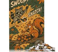 Adults And Adolescents Jigsaw Puzzle Raccoon Vs Squirrel Acorn Heist Puzzles for Adults & Teenager Family Game 1000pcs (75x50cm)