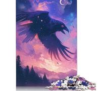 Adults And Adolescents Jigsaw Puzzle Raven in Starry Sky Wooden Puzzle for Adults And Teenager For Family Fun & Game Night 1000pcs (75x50cm)
