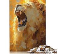 Adults And Adolescents Jigsaw Puzzle Roaring Lion Power - Bold Impasto Textured Painting Paper Puzzles For Adults Teenager Gift 38x26cm/1000pcs