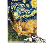 Adults And Adolescents Jigsaw Puzzle Sleeping Antelope Starry Night Art Wooden Puzzle for Adults And Teenager For Family Fun & Game Night 1000pcs (75x50cm)