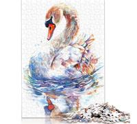 Adults And Adolescents Jigsaw Puzzle Watercolor Swan Wooden Puzzle for Adults And Teenager For Family Fun & Game Night 500pcs (52x38cm)