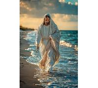 Adults and Beginners 5D Diamond Painting DIY Full Drill Kits Beach Jesus Pictures Embroidery Cross Stitch Diamond Art Perfect for Gift and Home Wall Decor Round Drill 90x135cm C0070