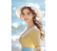 Adults and Beginners 5D Diamond Painting DIY Full Drill Kits Beachside Beautiful Girl Pictures Embroidery Cross Stitch Diamond Art Perfect for Gift and Home Wall Decor Round Drill 90x135cm C0040