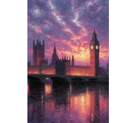 Adults and Beginners 5D Diamond Painting DIY Full Drill Kits Beautiful London Scenery Pictures Embroidery Cross Stitch Diamond Art Perfect for Gift and Home Wall Decor Round Drill 50x75cm C0175