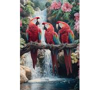 Adults and Beginners 5D Diamond Painting DIY Full Drill Kits Beautiful Parrot Flowers Pictures Embroidery Cross Stitch Diamond Art Perfect for Gift and Home Wall Decor Round Drill 90x135cm C0047