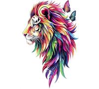Adults and Beginners 5D Diamond Painting DIY Full Drill Kits Butterfly Colorful Lion Pictures Embroidery Cross Stitch Diamond Art Perfect for Gift and Home Wall Decor Round Drill 100x150cm C0061