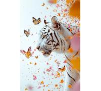 Adults and Beginners 5D Diamond Painting DIY Full Drill Kits Butterfly Colorful Tiger Pictures Embroidery Cross Stitch Diamond Art Perfect for Gift and Home Wall Decor Round Drill 80x120cm C0118