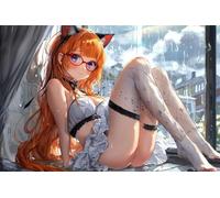 Adults and Beginners 5D Diamond Painting DIY Full Drill Kits Cute Anime Cat Girl Pictures Embroidery Cross Stitch Diamond Art Perfect for Gift and Home Wall Decor Square Drill100x150cm C2009