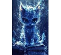 Adults and Beginners 5D Diamond Painting DIY Full Drill Kits Cute Kitten Book Pictures Embroidery Cross Stitch Diamond Art Perfect for Gift and Home Wall Decor Round Drill 100x150cm C0090