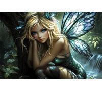 Adults and Beginners 5D Diamond Painting DIY Full Drill Kits Fantasy Forest Elf Fairy Pictures Embroidery Cross Stitch Diamond Art Perfect for Gift and Home Wall Decor Square Drill40x60cm C1877