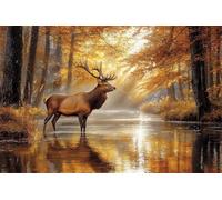 Adults and Beginners 5D Diamond Painting DIY Full Drill Kits Forest Majestic Deer Pictures Embroidery Cross Stitch Diamond Art Perfect for Gift and Home Wall Decor Square Drill50x75cm C2045