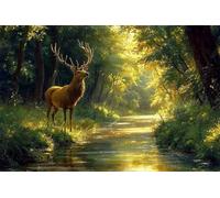 Adults and Beginners 5D Diamond Painting DIY Full Drill Kits Forest Majestic Deer Pictures Embroidery Cross Stitch Diamond Art Perfect for Gift and Home Wall Decor Square Drill30x45cm C2047
