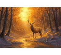 Adults and Beginners 5D Diamond Painting DIY Full Drill Kits Forest Majestic Deer Pictures Embroidery Cross Stitch Diamond Art Perfect for Gift and Home Wall Decor Square Drill40x60cm C2051
