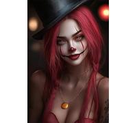 Adults and Beginners 5D Diamond Painting DIY Full Drill Kits Gothic Clown Girl Pictures Embroidery Cross Stitch Diamond Art Perfect for Gift and Home Wall Decor Square Drill 50x75cm B1736