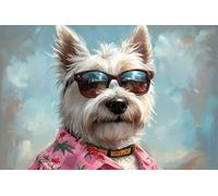 Adults and Beginners 5D Diamond Painting DIY Full Drill Kits Hawaii Beach Dog Pictures Embroidery Cross Stitch Diamond Art Perfect for Gift and Home Wall Decor Square Drill50x75cm C2209
