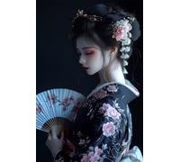 Adults and Beginners 5D Diamond Painting DIY Full Drill Kits Japanese Kimono Geisha Pictures Embroidery Cross Stitch Diamond Art Perfect for Gift and Home Wall Decor Square Drill60x90cm C1188