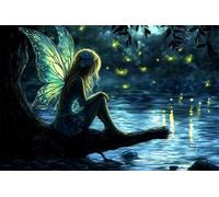 Adults and Beginners 5D Diamond Painting DIY Full Drill Kits Magic Forest Elf Fairy Pictures Embroidery Cross Stitch Diamond Art Perfect for Gift and Home Wall Decor Square Drill80x120cm C2196