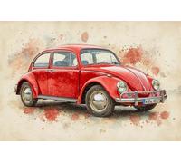 Adults and Beginners 5D Diamond Painting DIY Full Drill Kits Retro Beetle Car Pictures Rhinestone Crystal Embroidery Diamond Art Perfect for Gift and Home Wall Decor Round Drill 30x45cm A1257