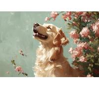 Adults and Beginners 5D Diamond Painting DIY Full Drill Kits Smiling Golden Retriever Pictures Embroidery Cross Stitch Diamond Art Perfect for Gift and Home Wall Decor Square Drill40x60cm C1654