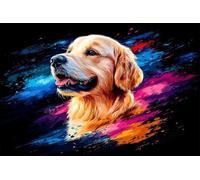 Adults and Beginners 5D Diamond Painting DIY Full Drill Kits Smiling Golden Retriever Pictures Embroidery Cross Stitch Diamond Art Perfect for Gift and Home Wall Decor Square Drill60x90cm C1652