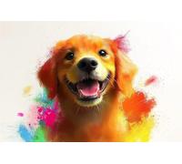Adults and Beginners 5D Diamond Painting DIY Full Drill Kits Smiling Golden Retriever Pictures Embroidery Cross Stitch Diamond Art Perfect for Gift and Home Wall Decor Square Drill90x135cm C1666