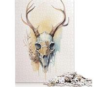 Adults And Teenagers Puzzle Deer Skull Wooden Puzzles for Adults Teenagers 14+ 1000pcs (75x50cm)