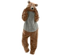 Adults Animal Onesie Bear Pajamas Fleece Warm Fluffy Pyjamas Funny Novelty Onesie Nightwear Ladies Cute Hooded Sleepwear Winter Plush Flannel One Piece Jumpsuit Playsuit Loungewear Romper Brown