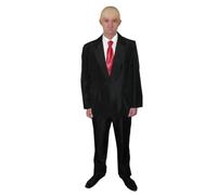 Adults Assassin Costume - Medium - Black Suit Jacket & Trousers, Plain Red Tie, Nude Bald Cap - Mens Iconic Video Game Movie Character Halloween Fancy Dress Costume