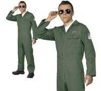 Adults Aviator Costume Pilot Flight Uniform 80s Fancy Dress Outfit Mens Outfit N